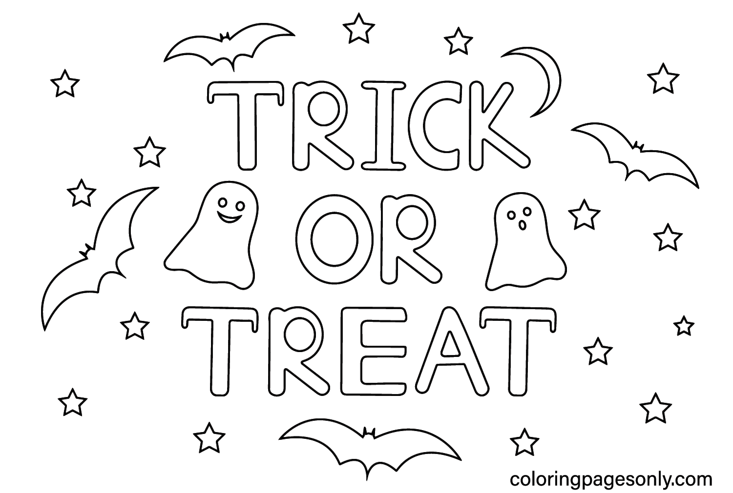 Trick or Treat Coloring Sheet for Kids from Trick or Treat
