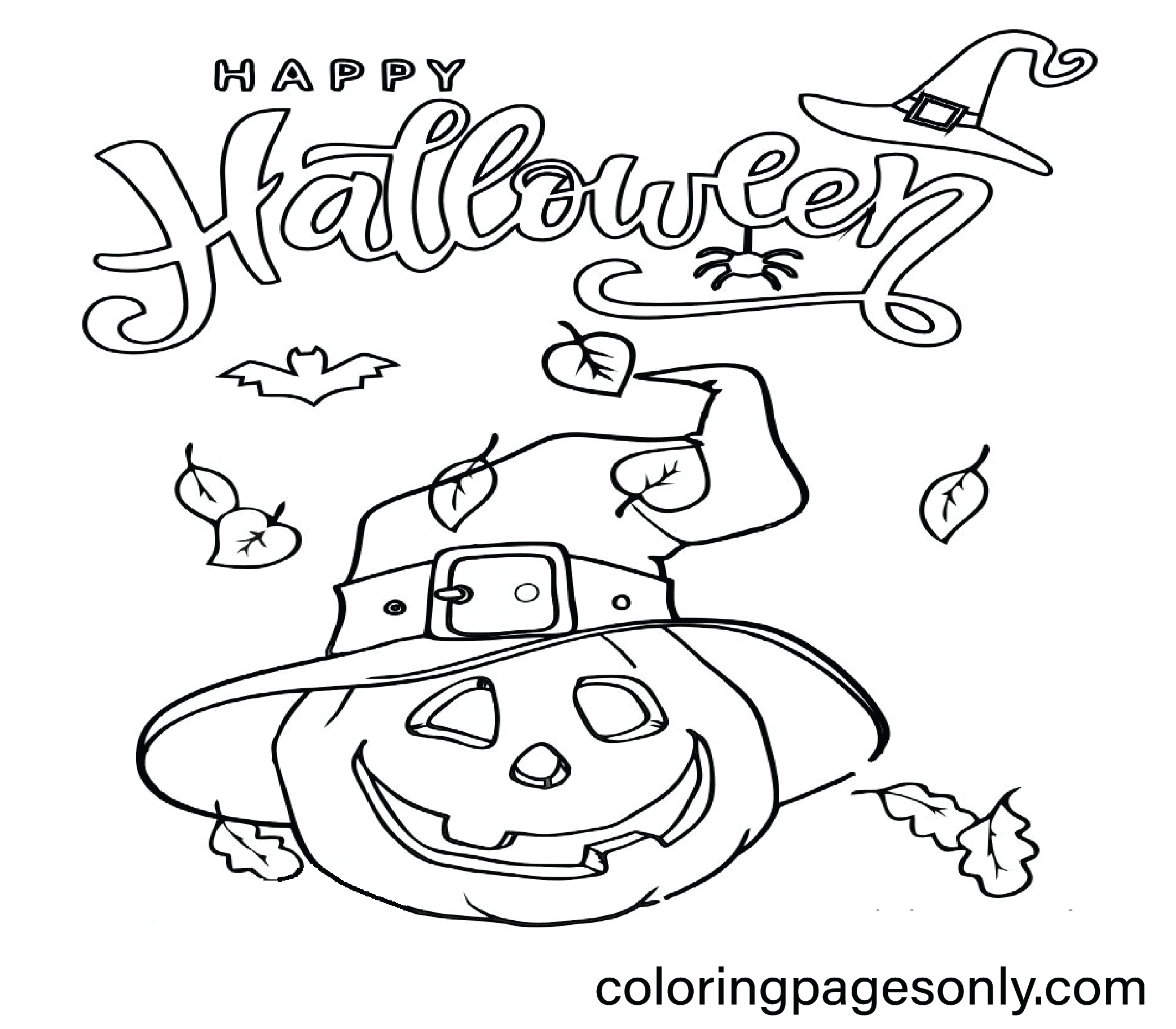 Desenho de Abóbora de Halloween na Cruz para Colorir - Colorir.com