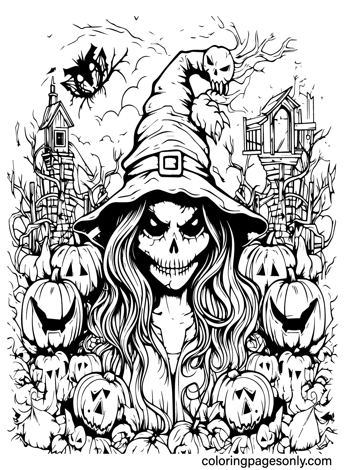 Very Scary Halloween Coloring Page - Free Printable Coloring Pages