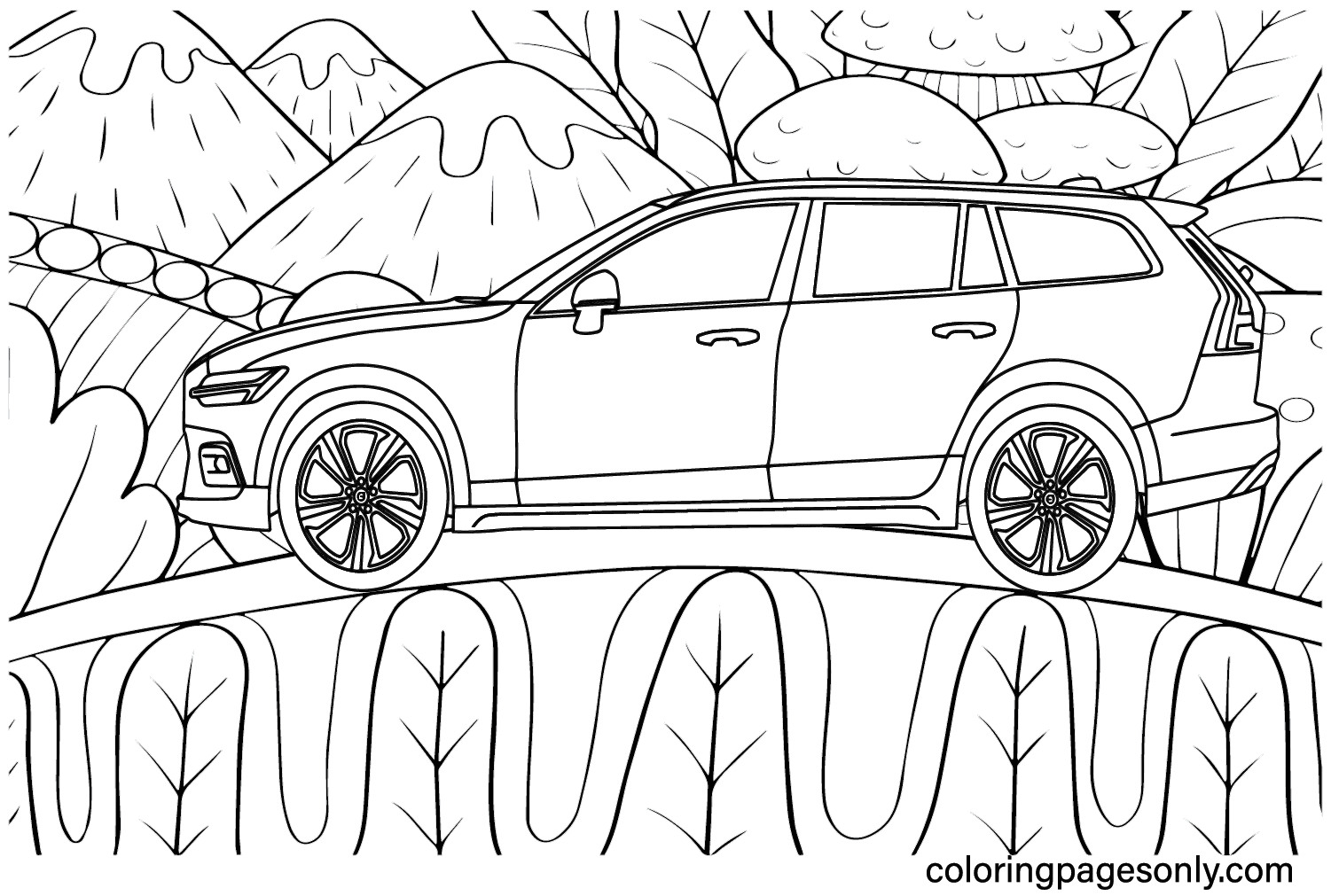 Volvo V60 Cross Country Coloring Page - Free Printable Coloring Pages