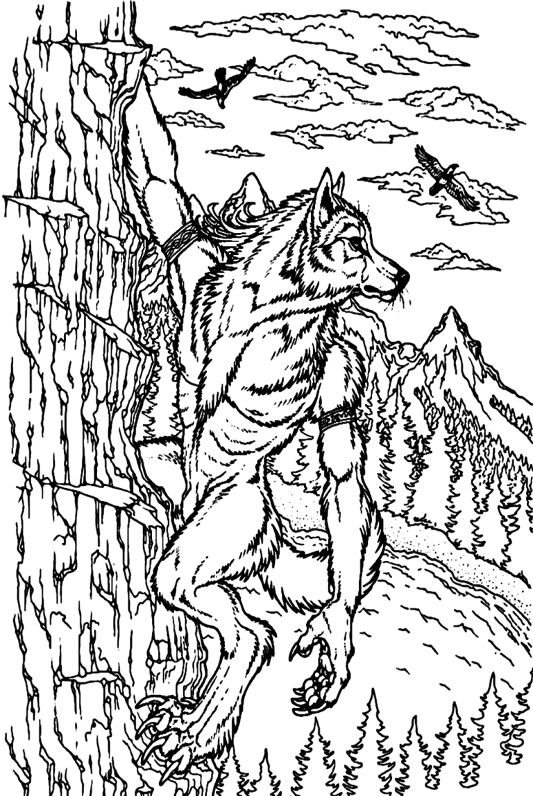 50 Werewolf Coloring Pages Free - Werewolf Coloring Page For Adults1 768x1148