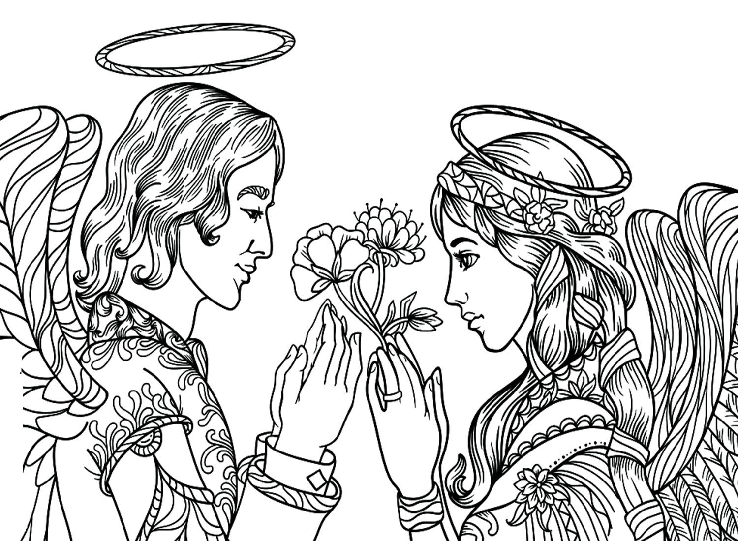 Angel Couple Coloring Page