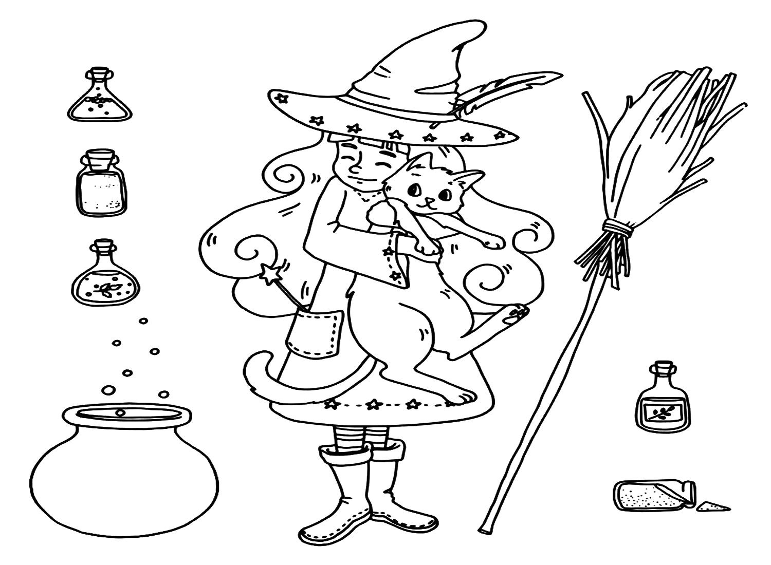 Cat Coloring Pages Halloween
