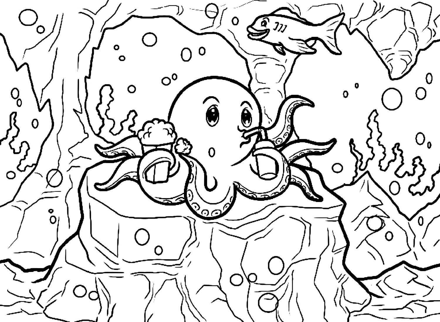 Leuke octopus kleurplaat