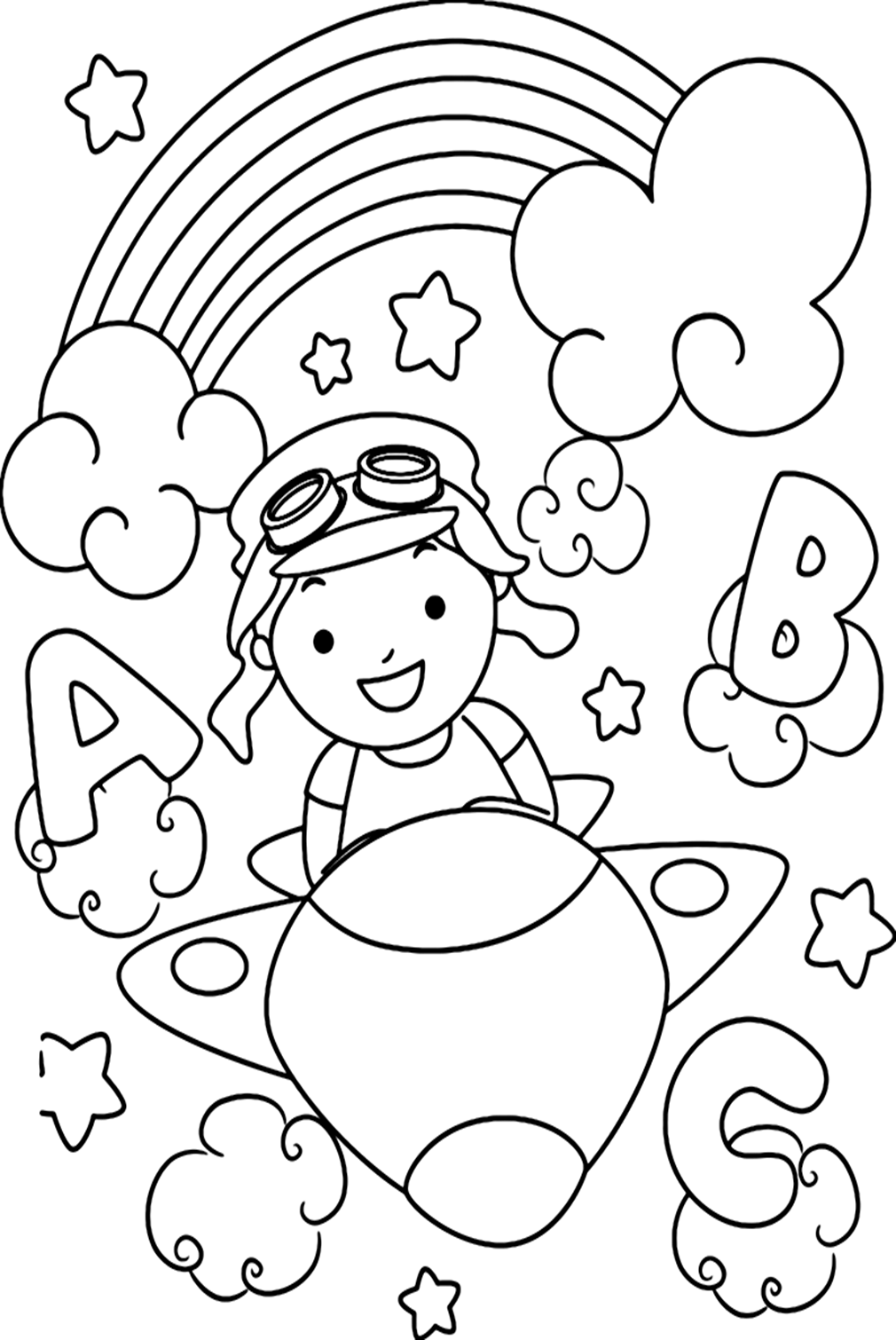 Cute Rainbow Coloring Page