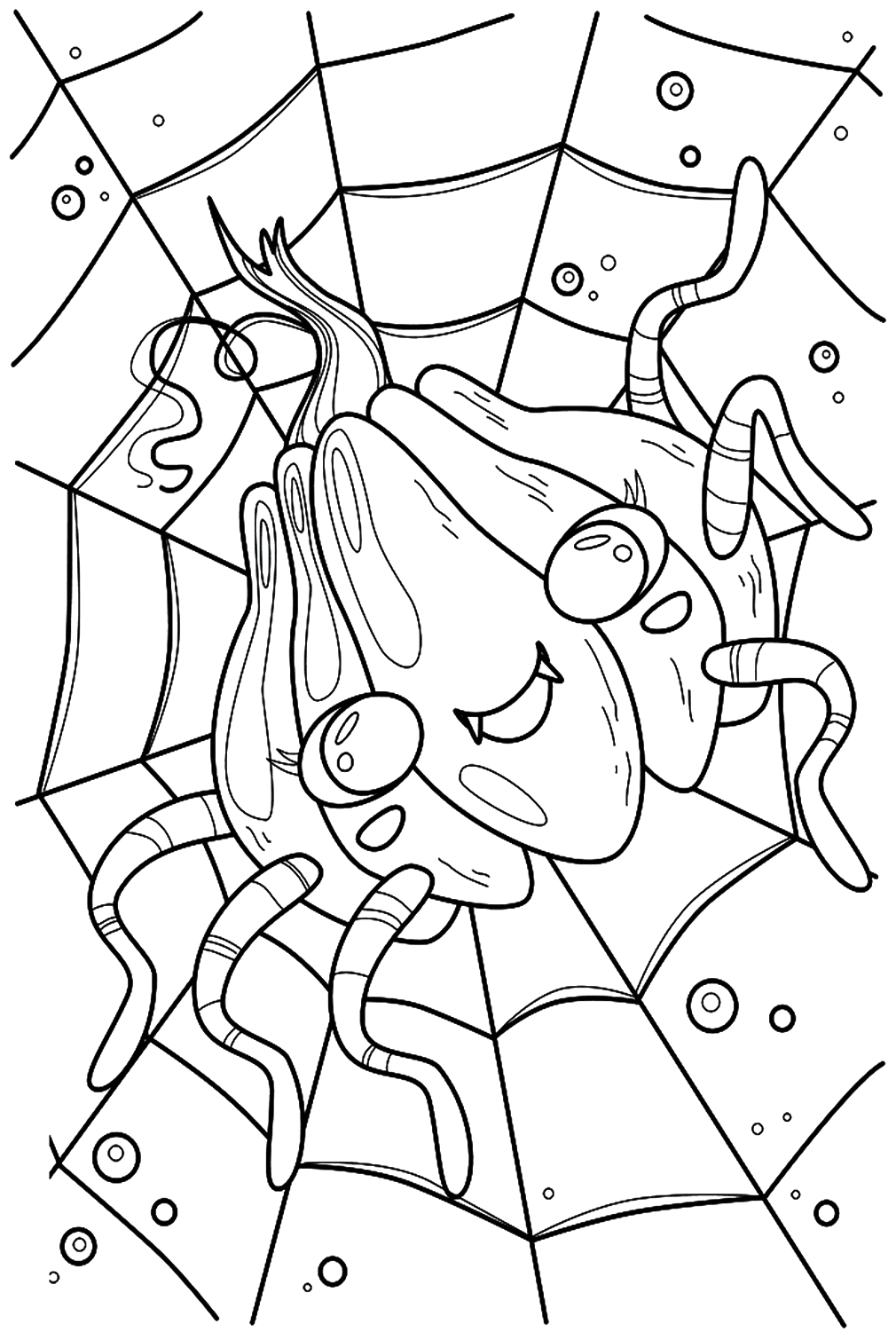 Cute Spider Pumpkin Halloween Coloring Page