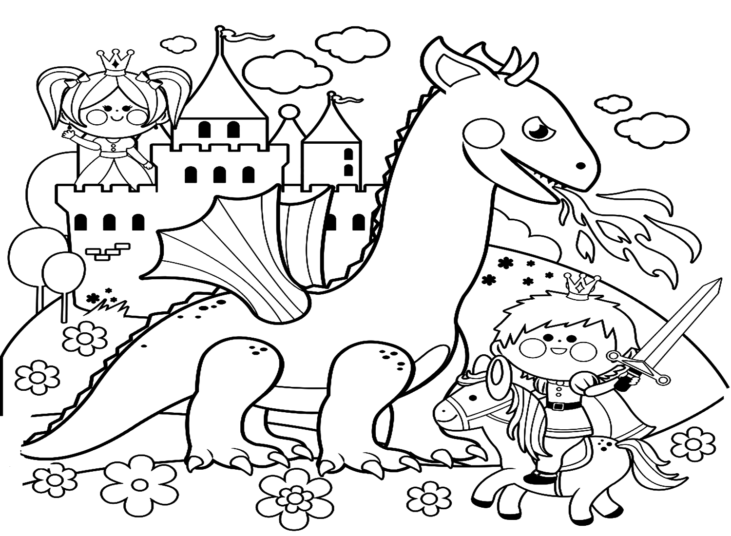Dragon Coloring Page For Kids