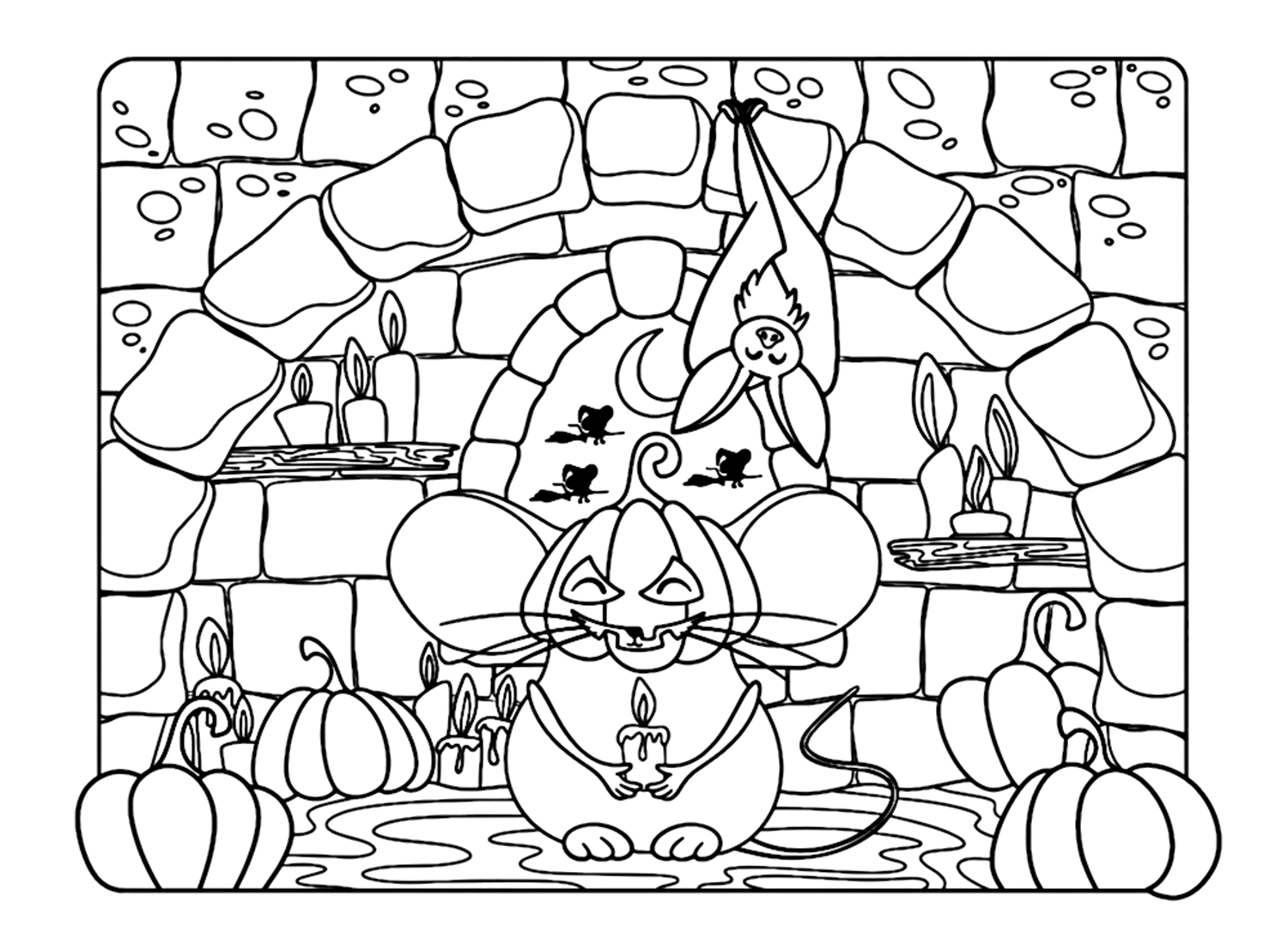 Free Printabl Halloween Bat Coloring Pages from Halloween Bats