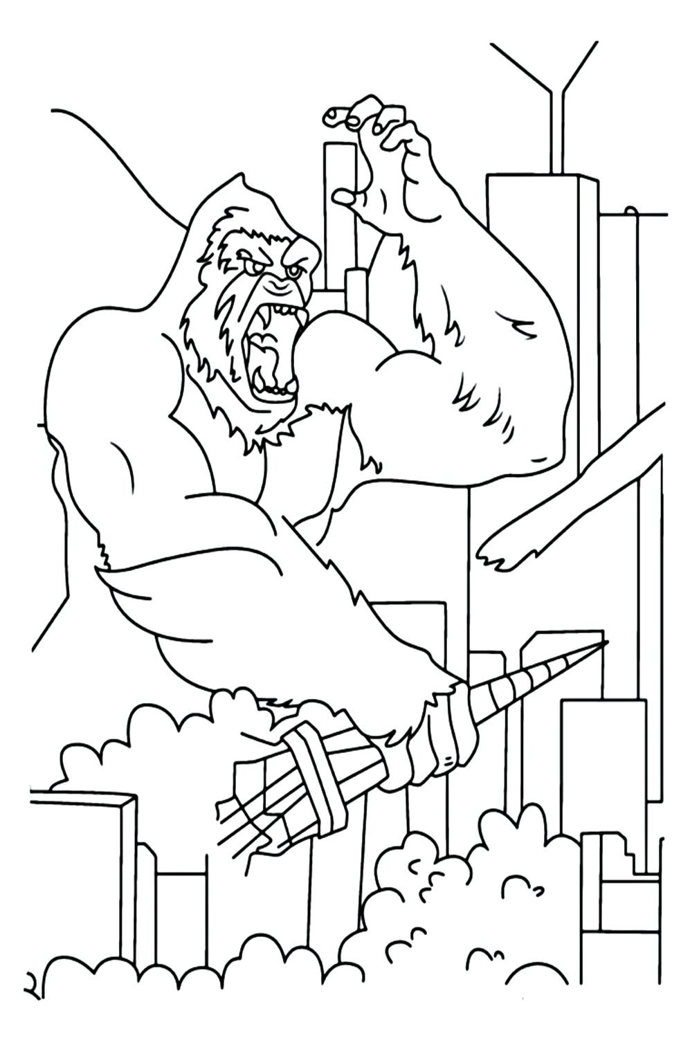 Gratis afdrukbare King Kong-kleurplaten van King Kong