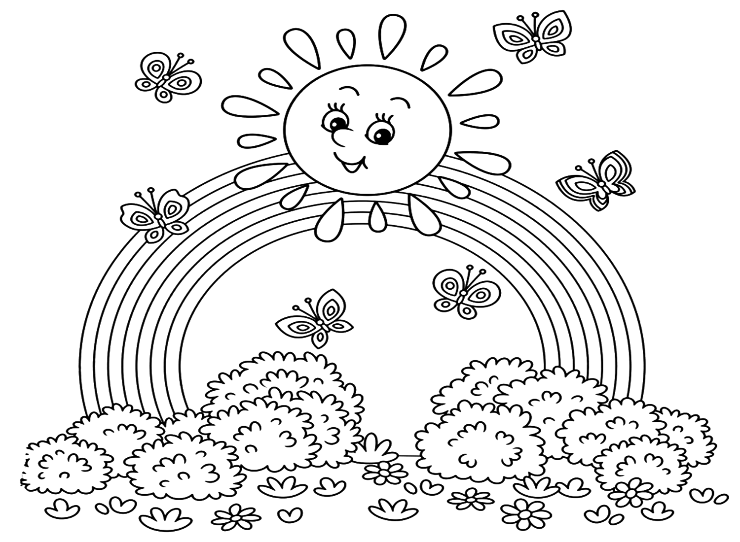 Free Rainbow Coloring Page