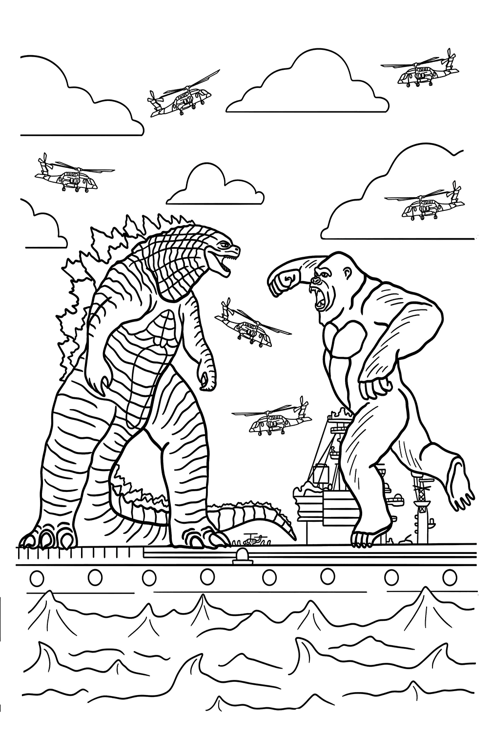 Godzilla And King Kong Coloring Pages