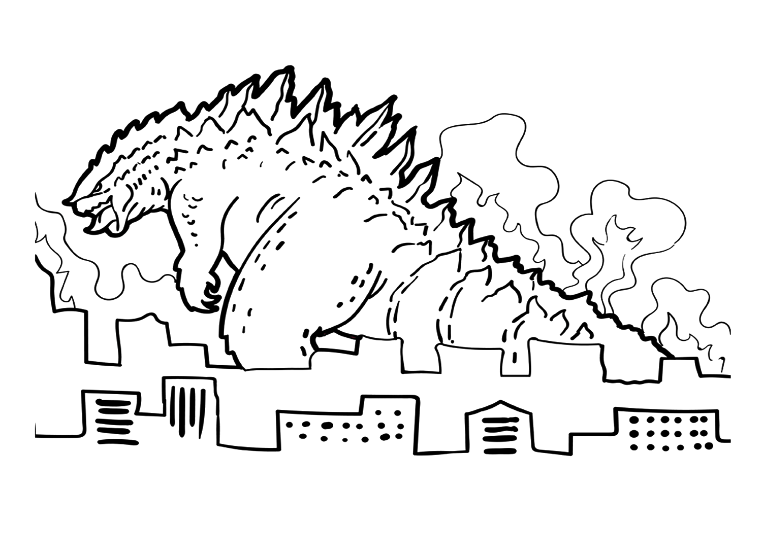 Disegni da colorare stampabili di Godzilla