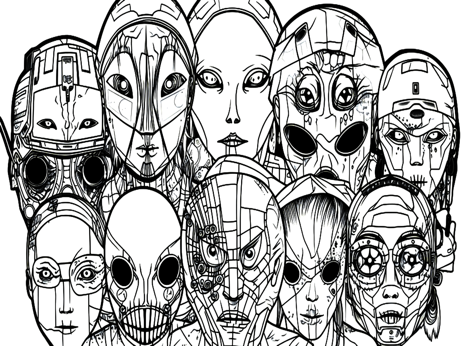 Halloween Mask Coloring Page PSG