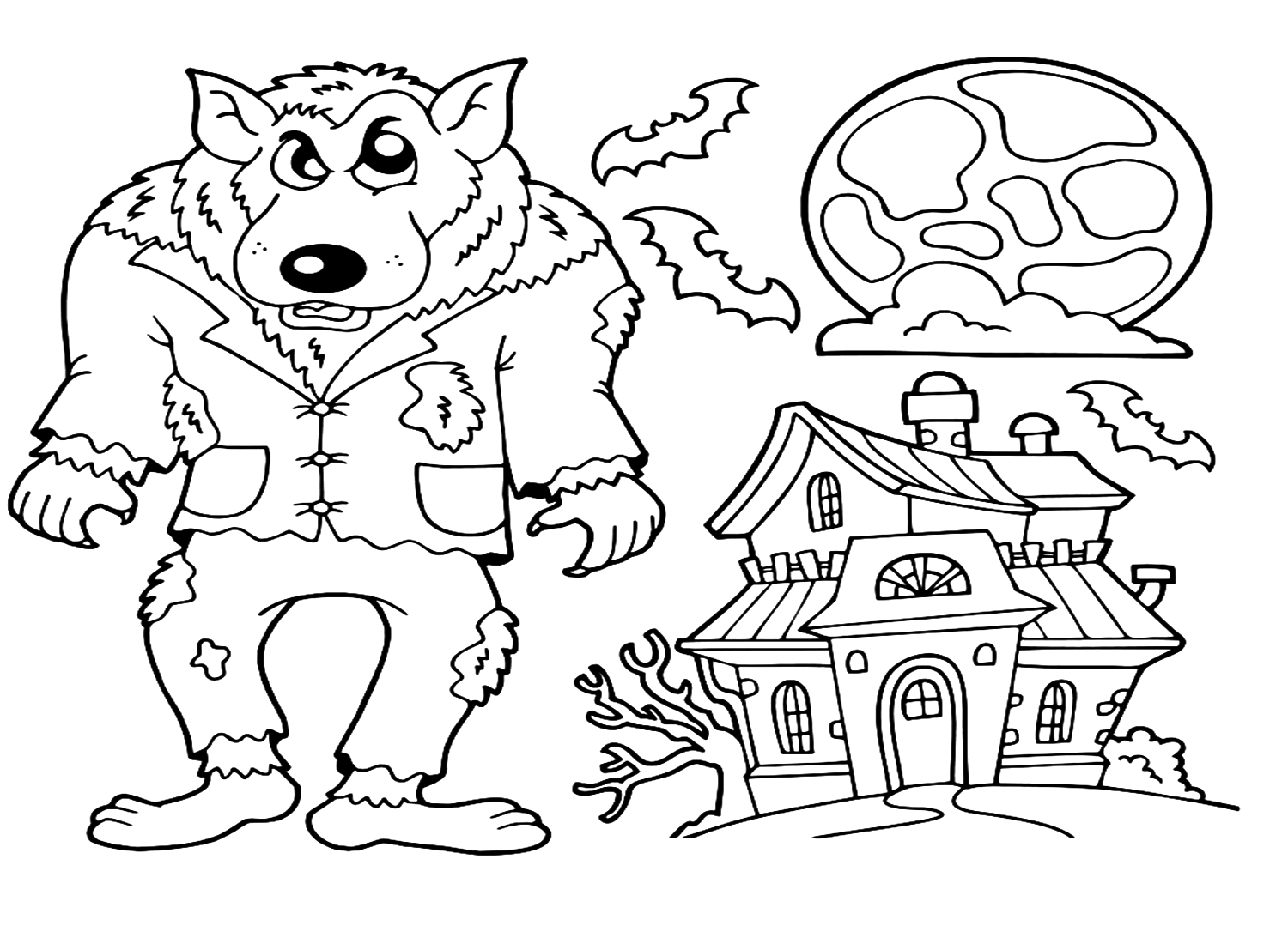 Páginas para colorear de hombre lobo de Halloween de Hombre lobo