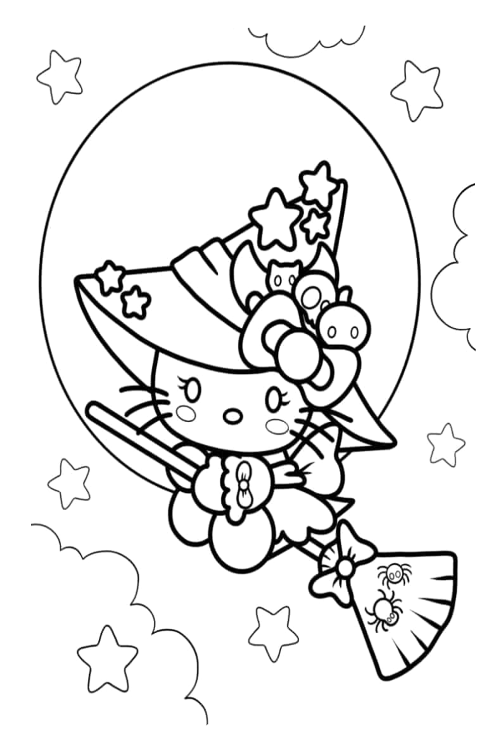 Hello Kitty Witch Coloring Page from Witch