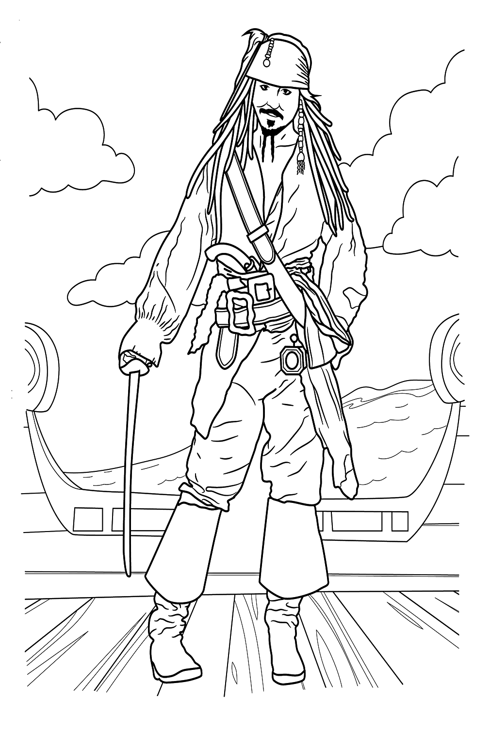 Jack Sparrow da colorare di Pirati