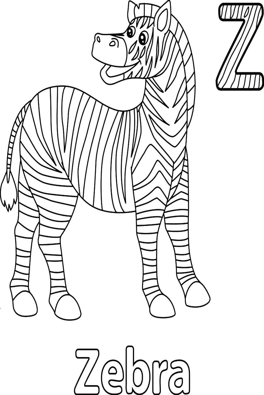 Раскраска буква Z для зебры из буквы Z
