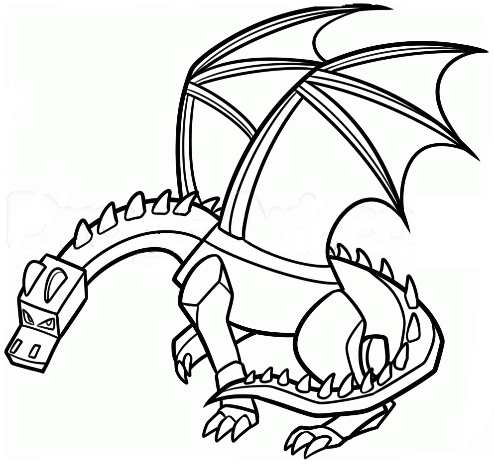 Desenho para colorir do dragão do Minecraft