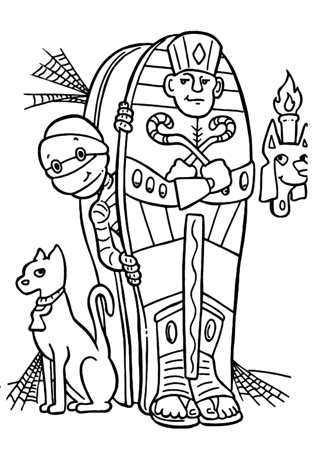 Mummy Halloween Monsters Coloring Page