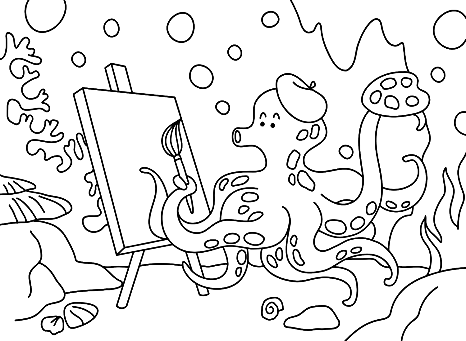 Oktopus-Zeichnungs-Malvorlage von Octopus