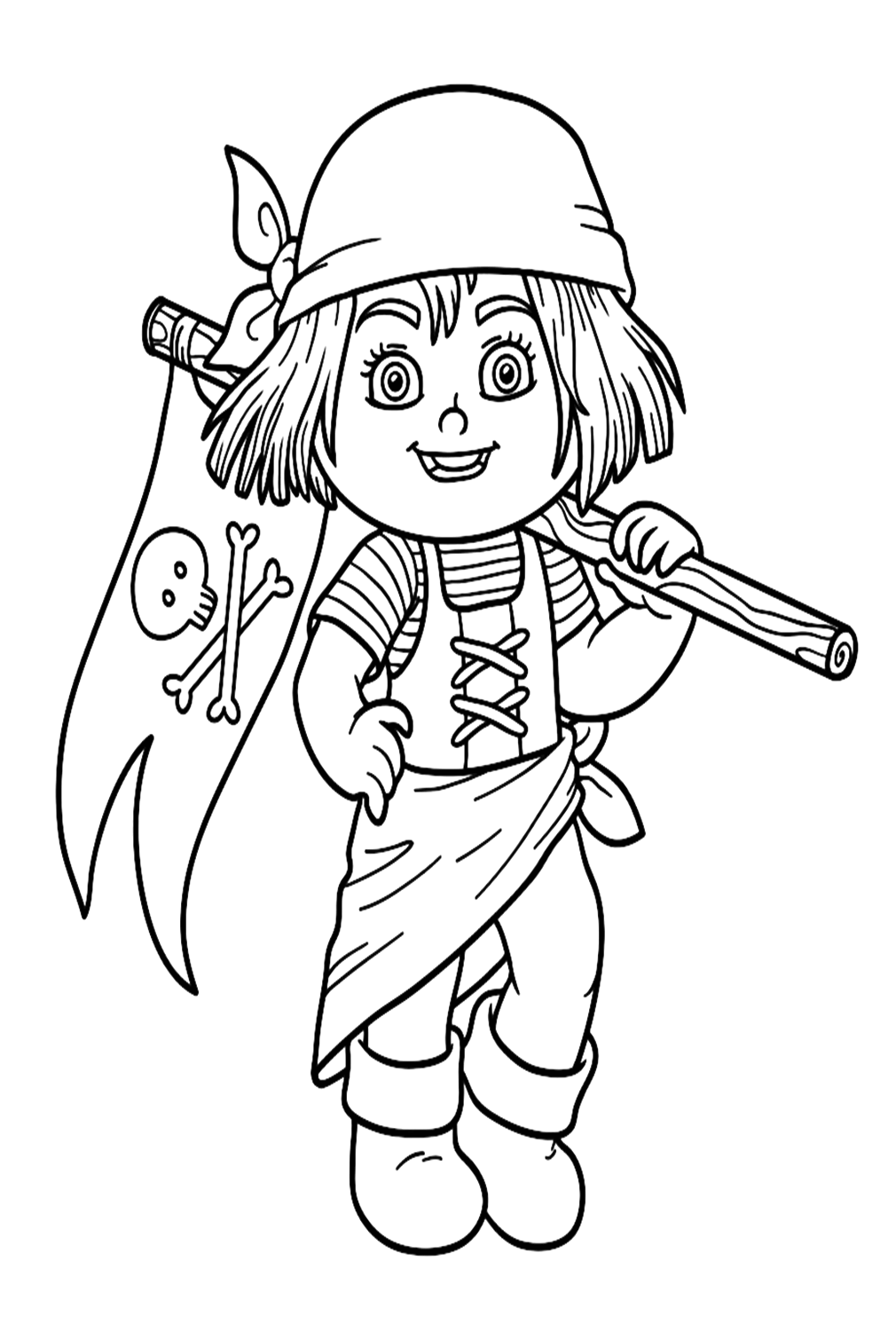 Pirate And Flag Coloring Page