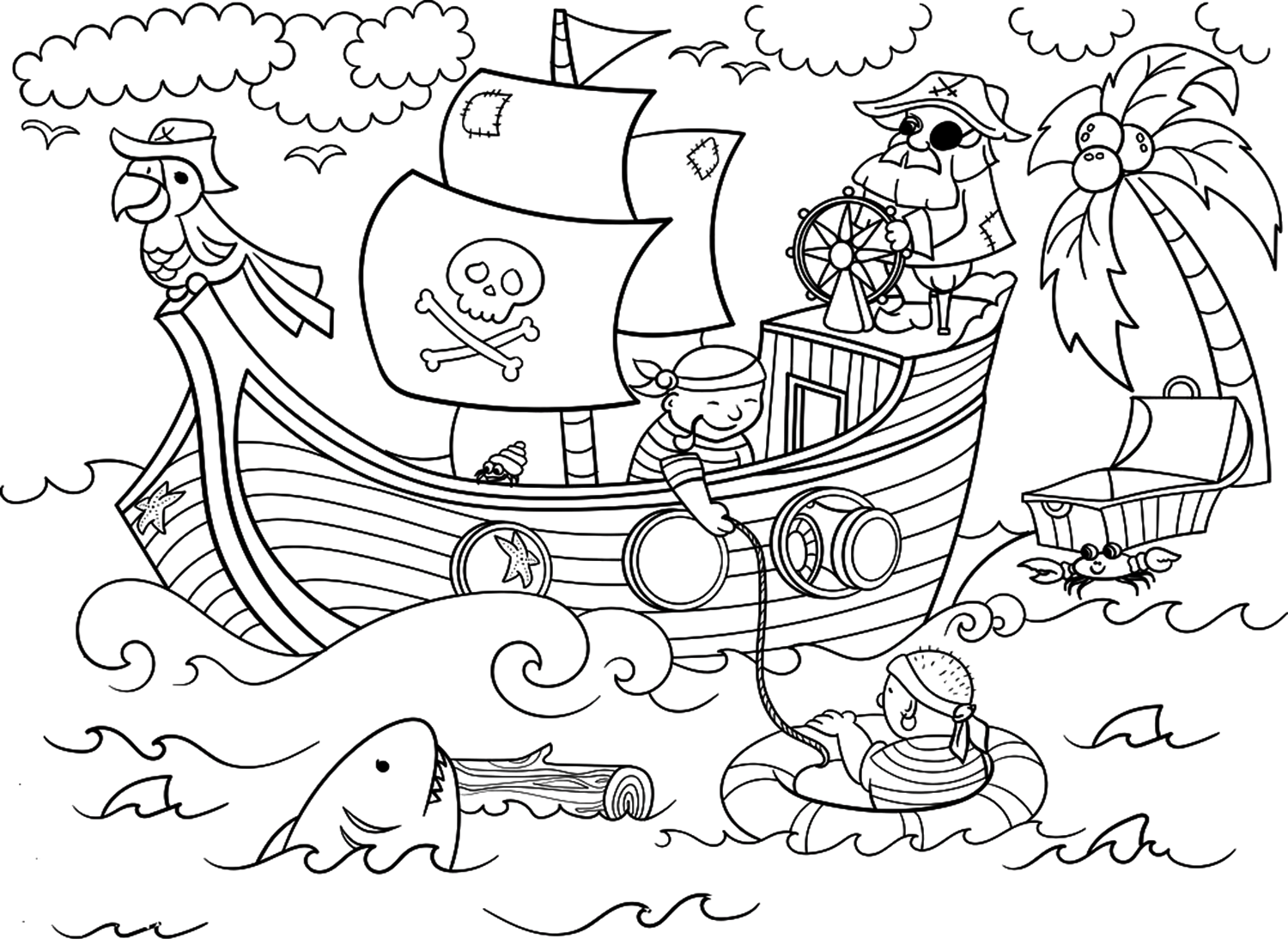 Pirate On Ship Coloring Page