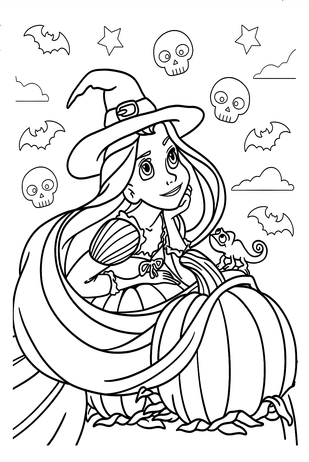 Раскраска Хэллоуин Диснея для печати из мультфильма «Хэллоуин Диснея»
