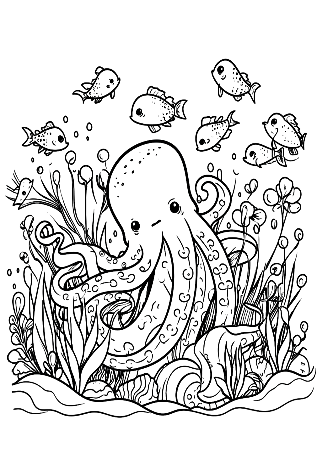 Páginas para colorear de pulpo imprimibles de Octopus