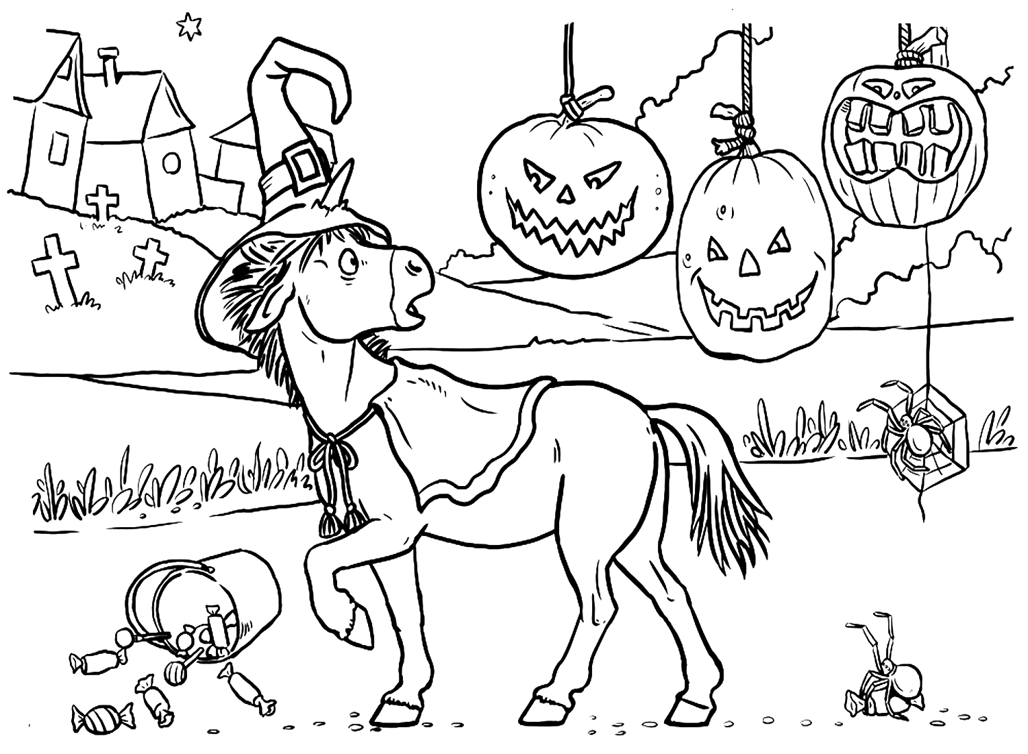 Раскраска Unicon Хэллоуин от Хэллоуина Единорога