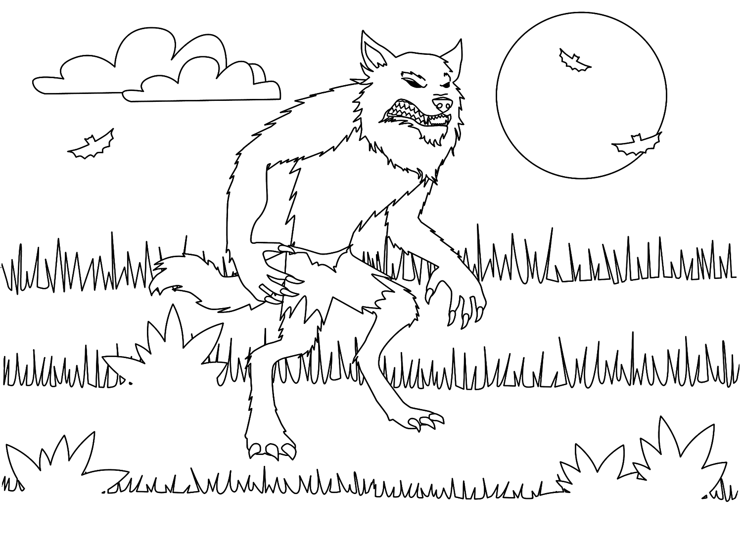 Werewolf Coloring Page For Kids