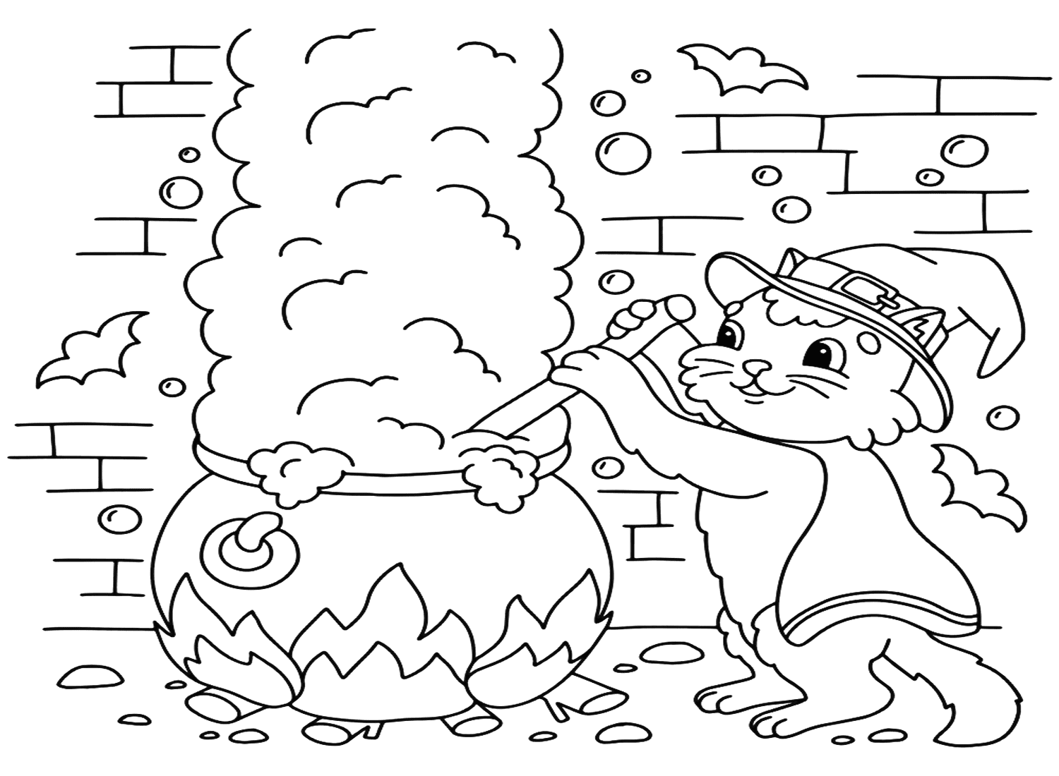 Witch Cat Coloring Pages
