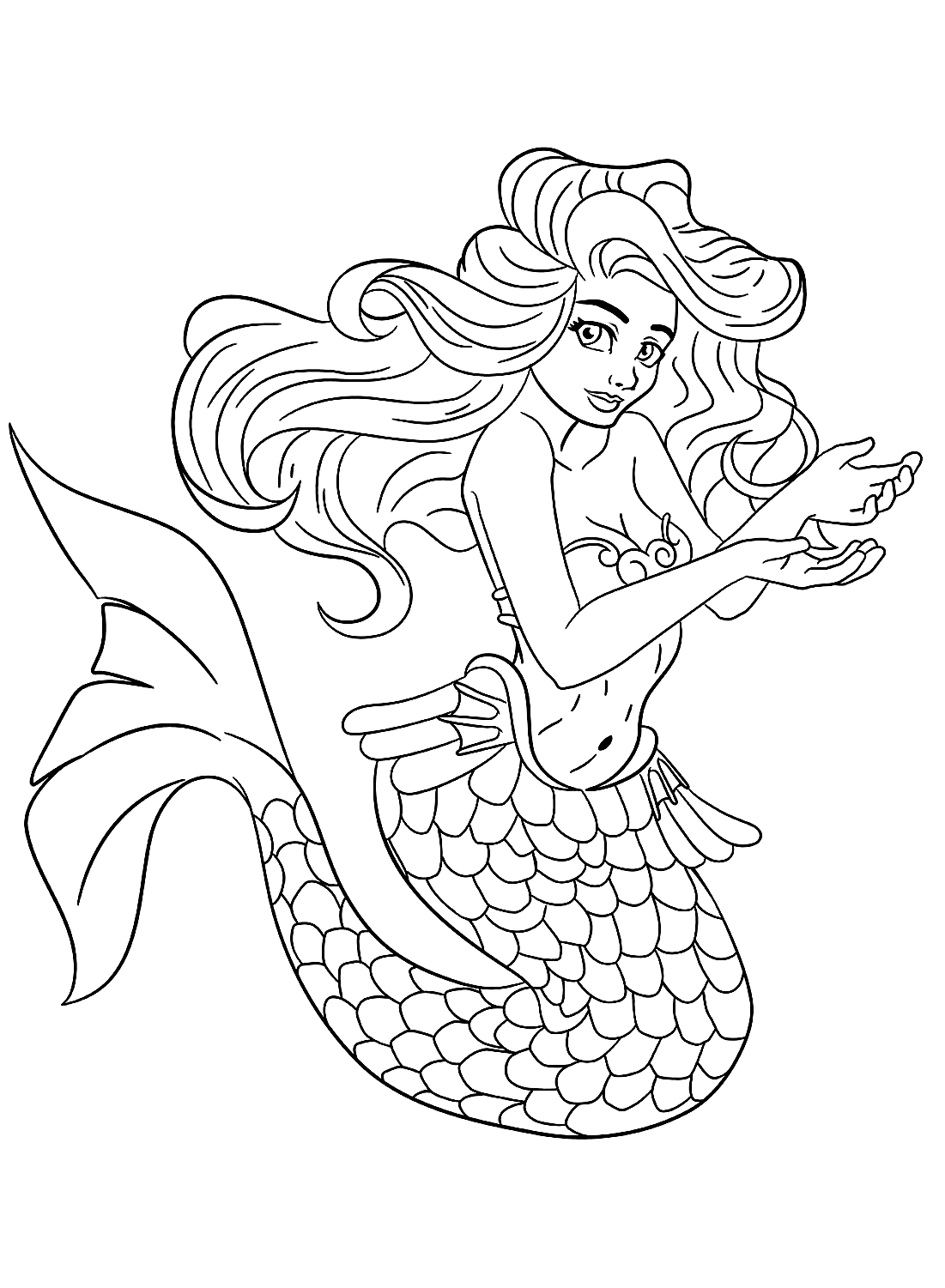 Belle feuille de coloriage de sirène de Mermaid