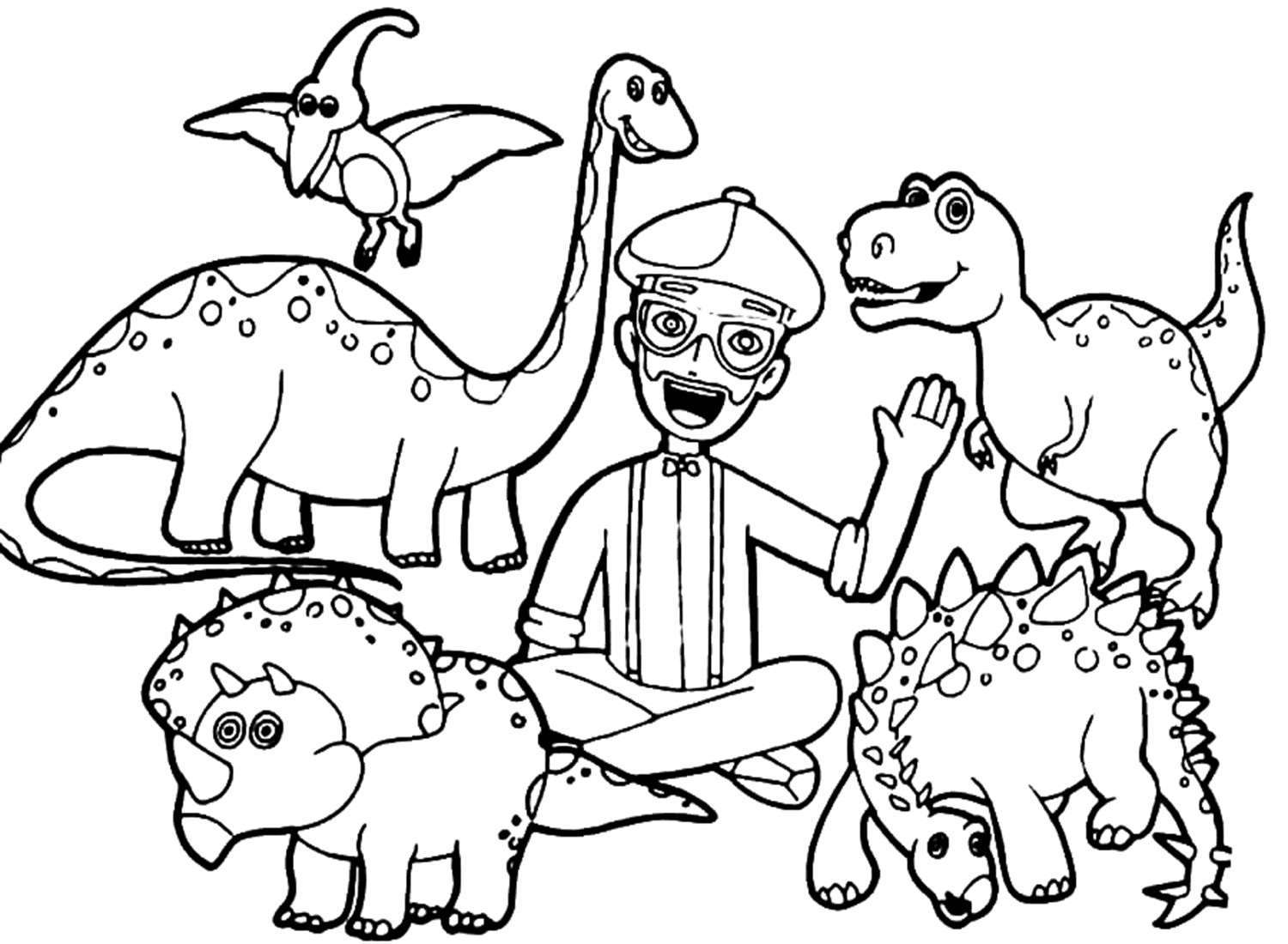 Blippi And Dinosaurs Coloring Page from Blippi
