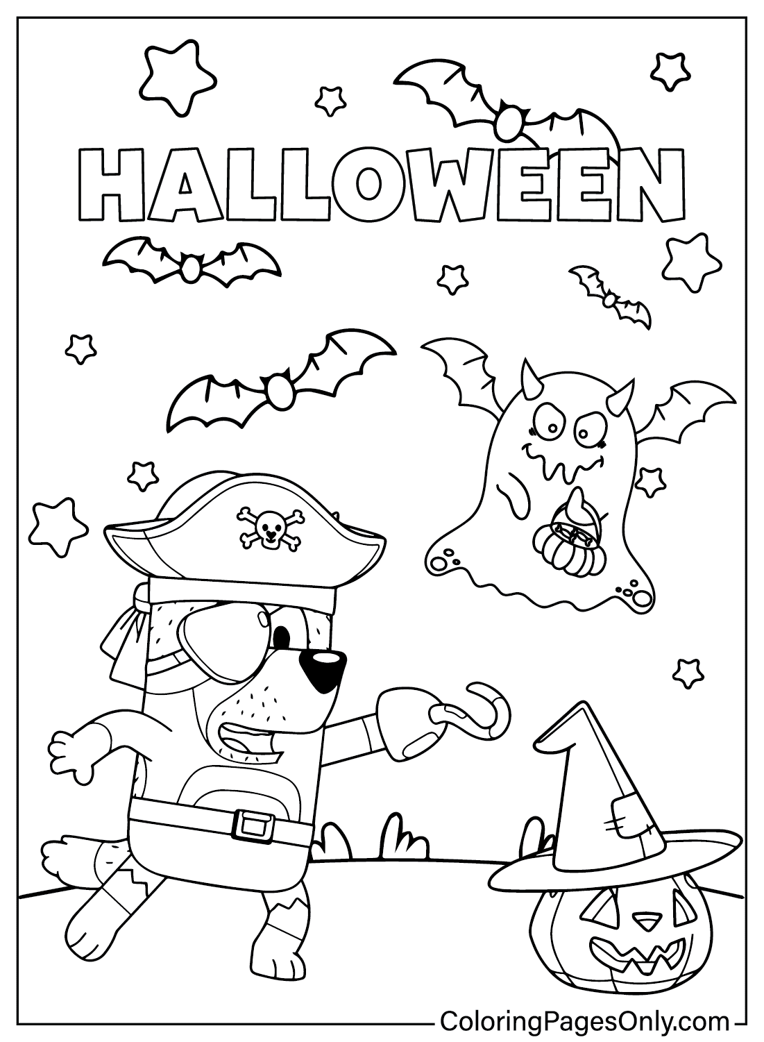 Bluey Halloween Coloring Page PNG from Bluey Halloween