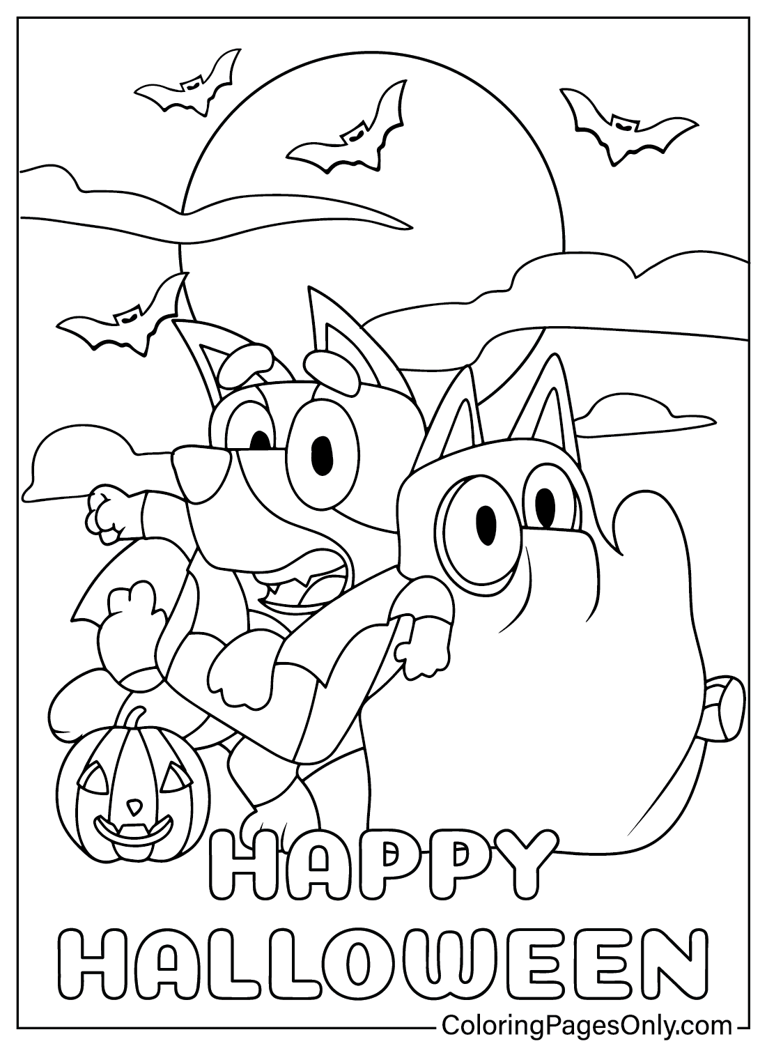 Bluey Halloween Coloring Pages to Printable from Bluey Halloween