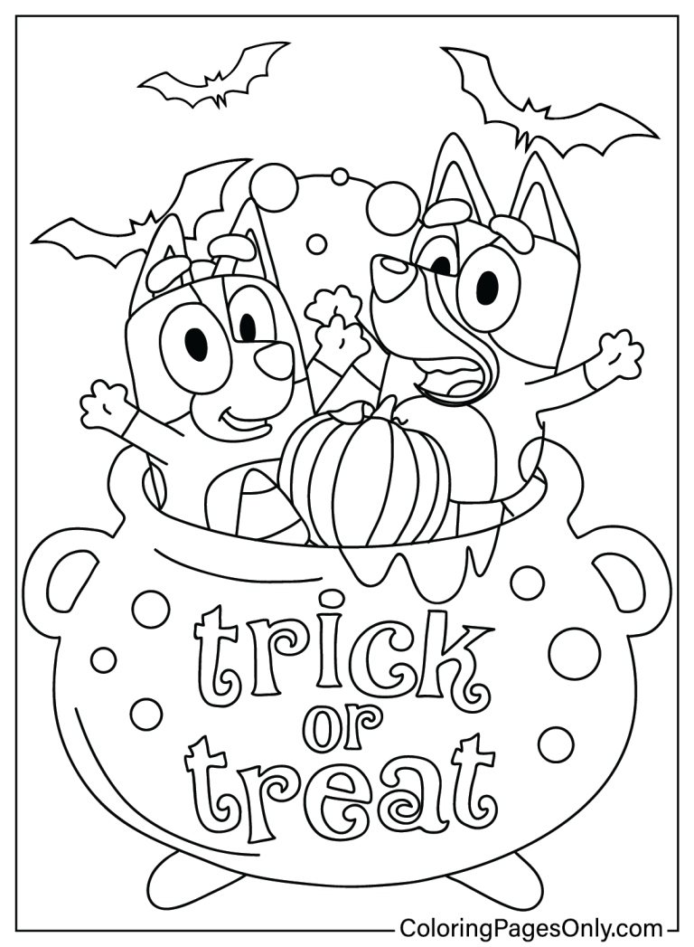 19 Free Printable Bluey Halloween Coloring Pages