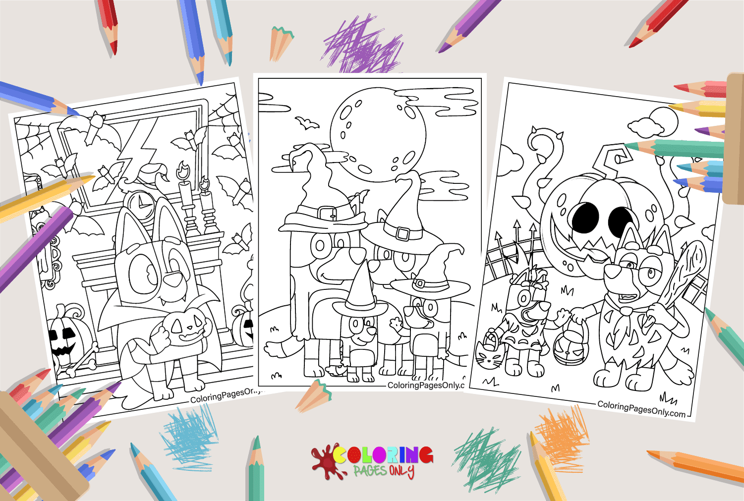 Bluey Halloween Coloring page Avt
