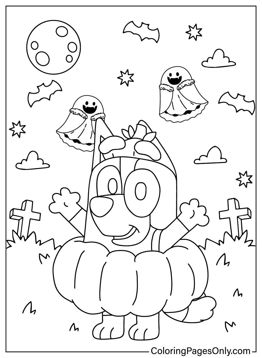 Bluey Halloween Picture to Color from Bluey Halloween