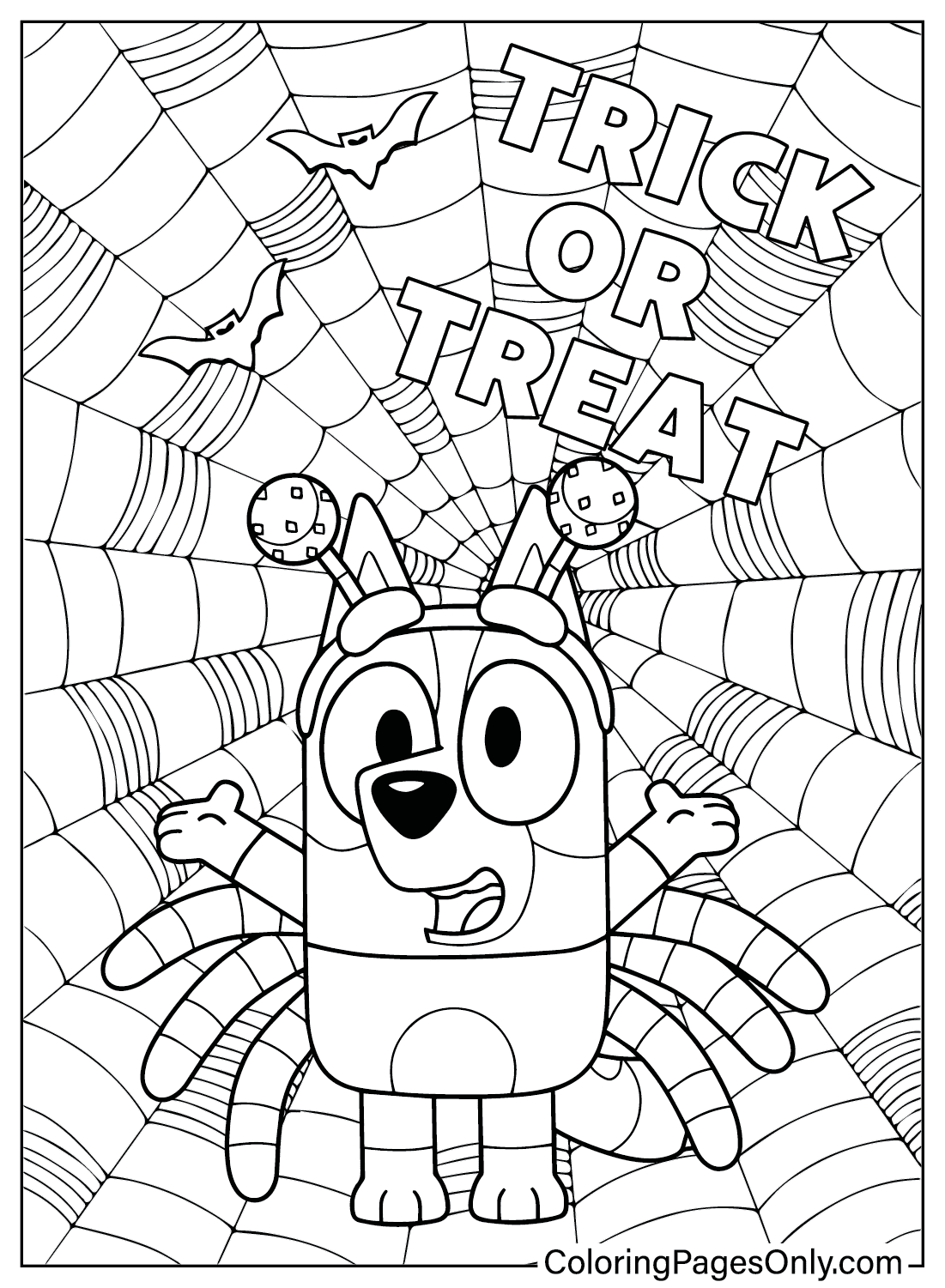 Bluey Trick or Treat Coloring Page from Bluey Halloween