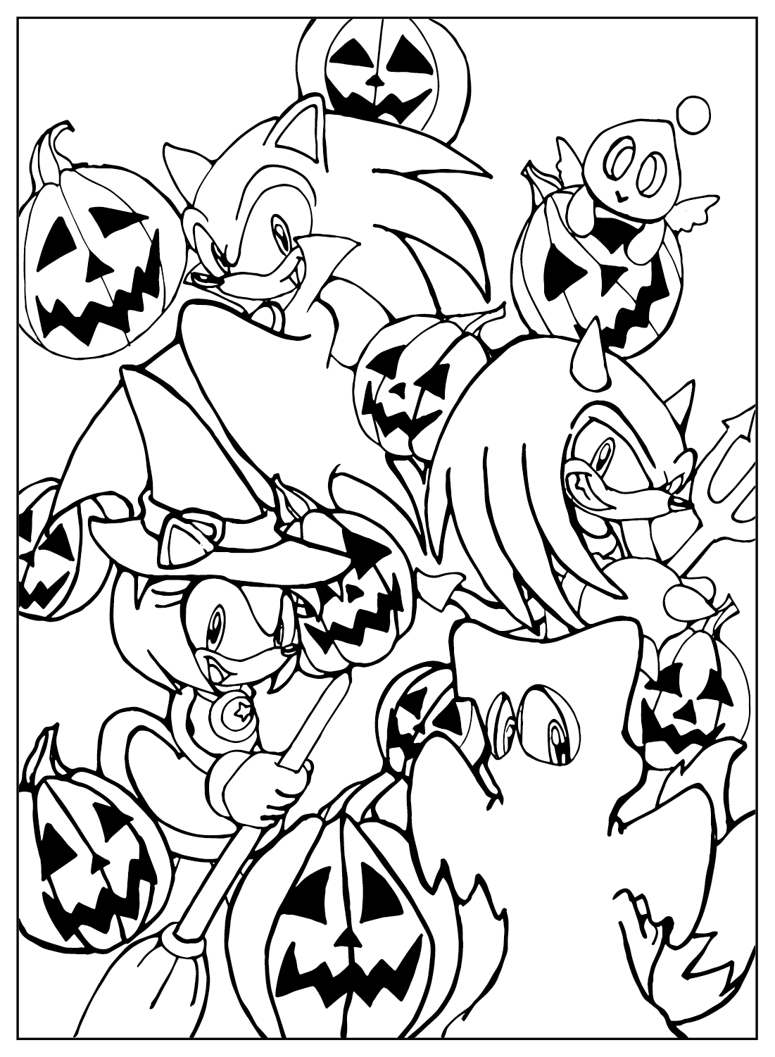 Цветная страница Соник Хэллоуин из Spooktacular Halloween