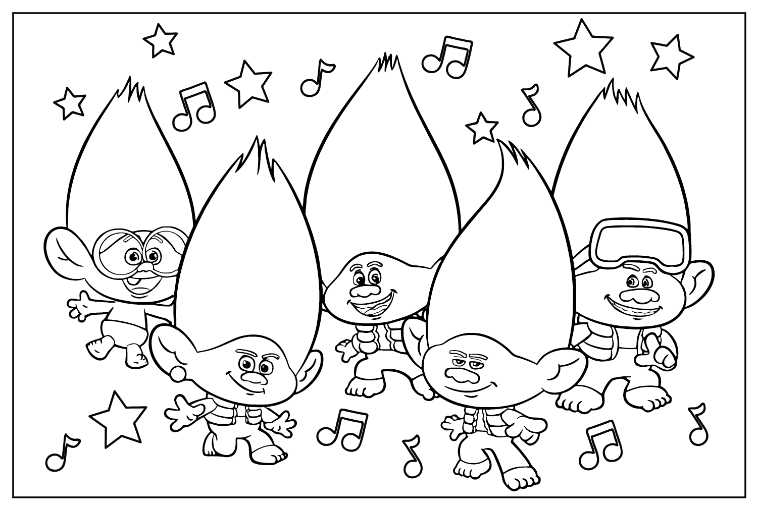 Color Page Trolls Band Together - Free Printable Coloring Pages