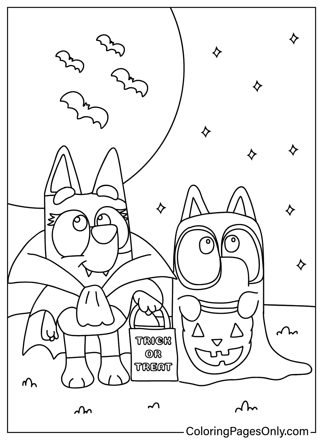 Coloring Page Bluey Halloween from Bluey Halloween