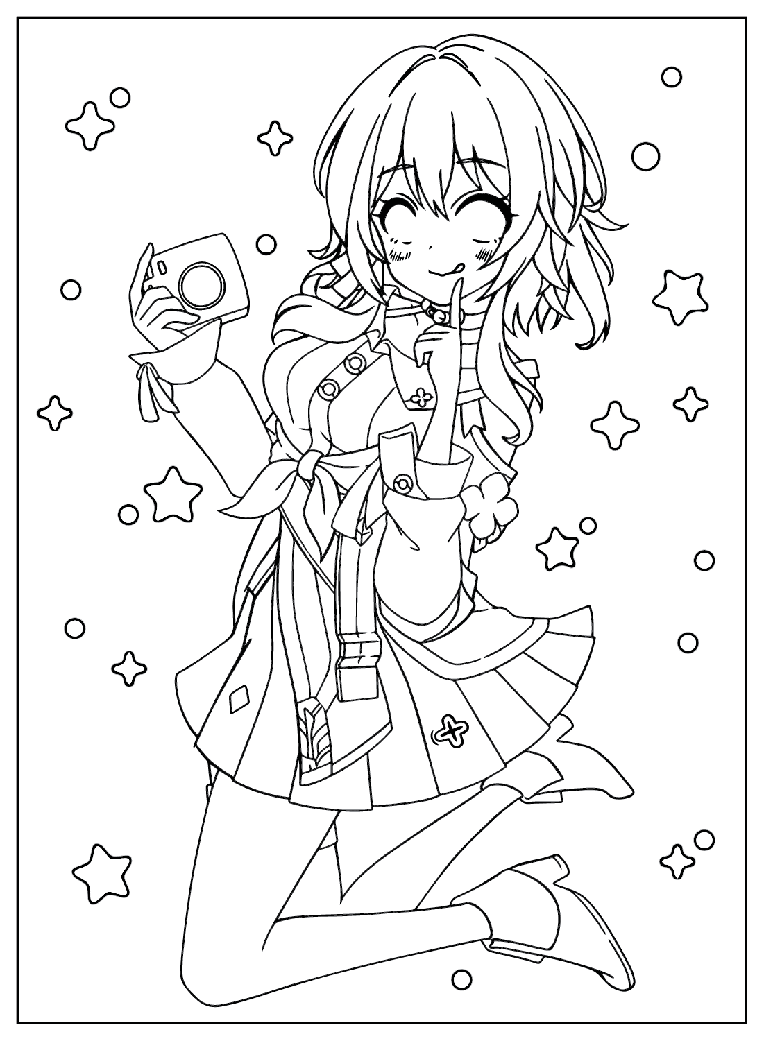 Coloring Page March 7th from Honkai: Star Rail