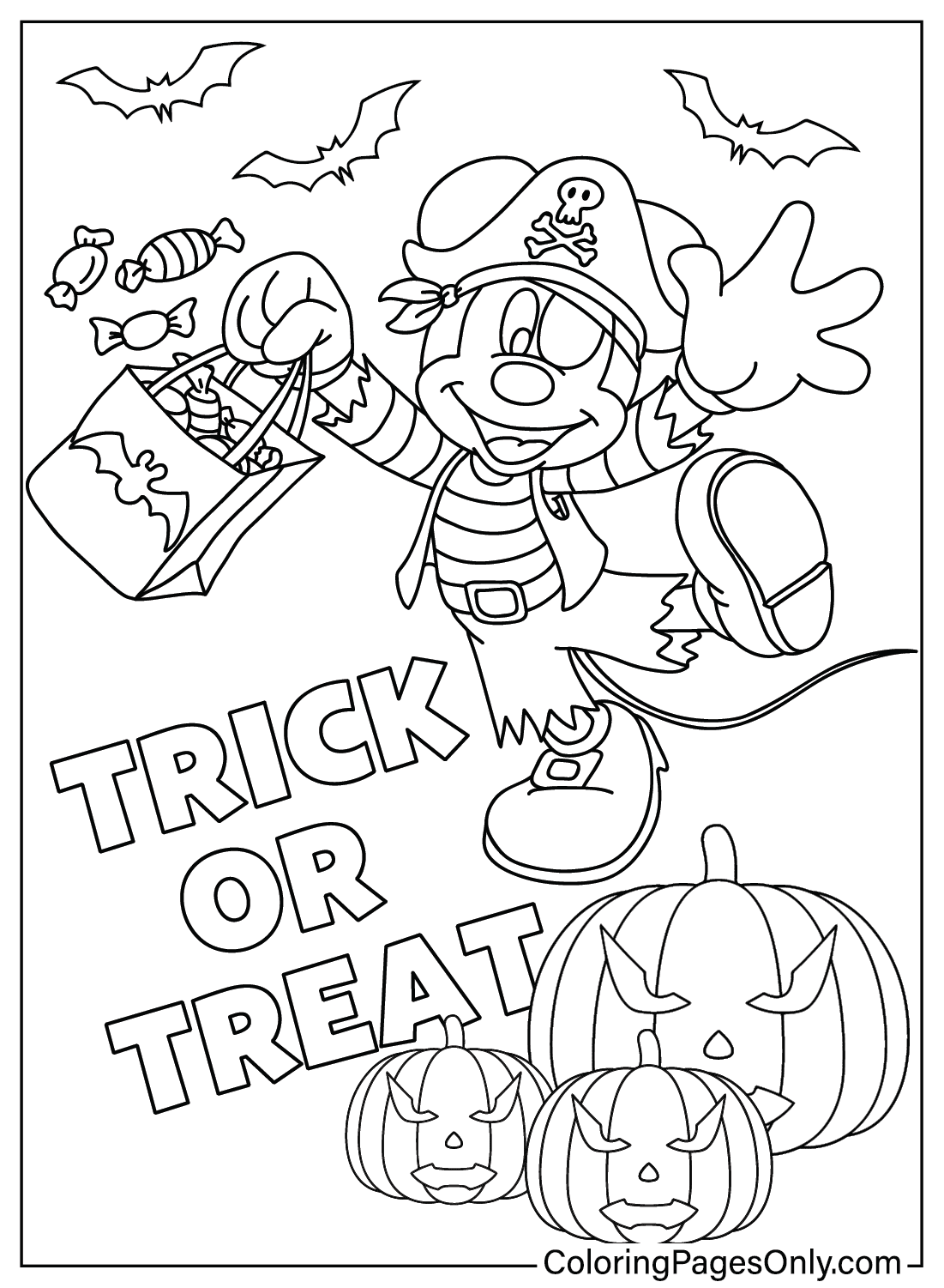 Coloring Page Mickey Halloween from Mickey Halloween
