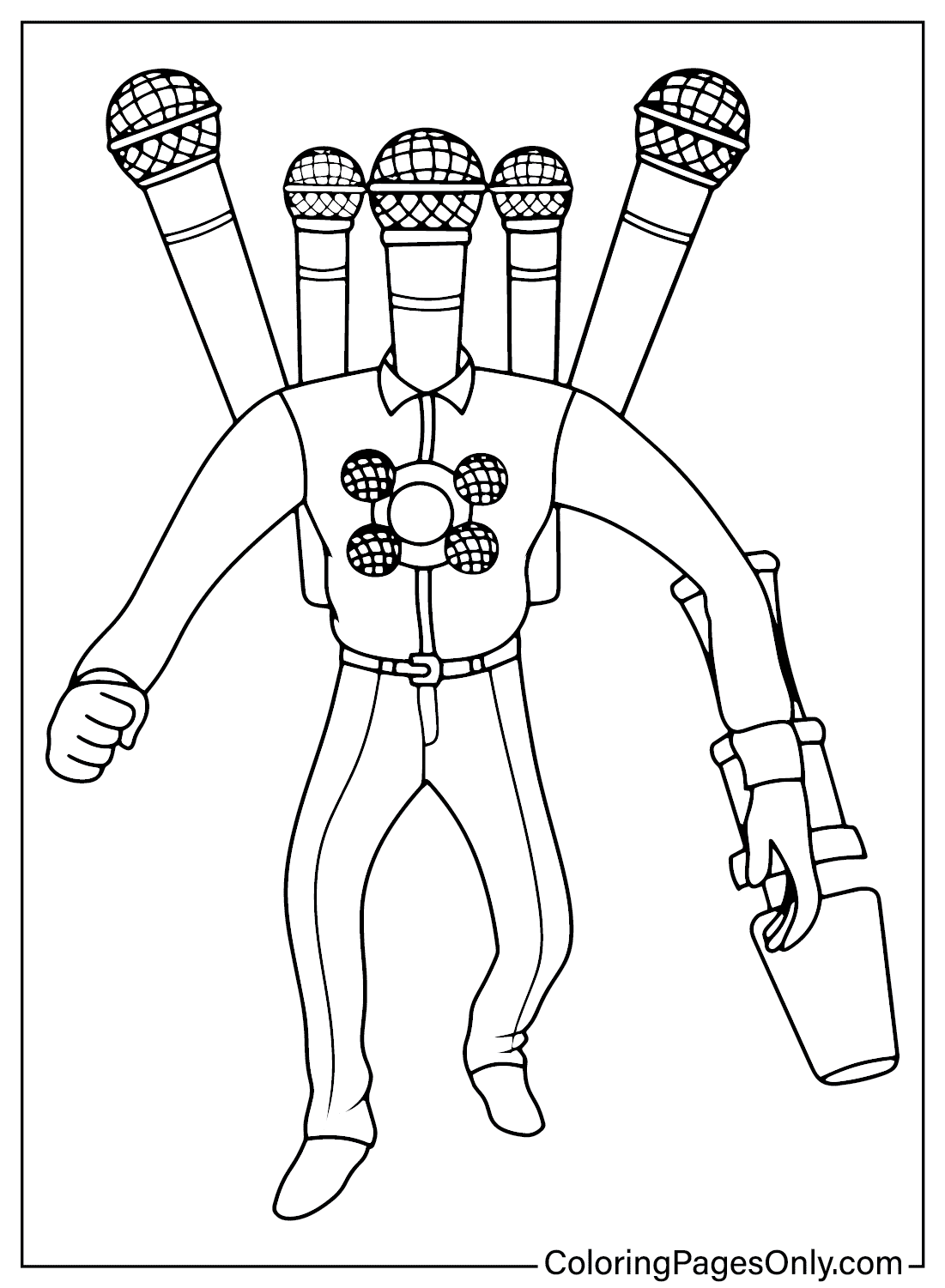 Coloring Page Microphone Mecha Boss from Microphone Mecha Boss