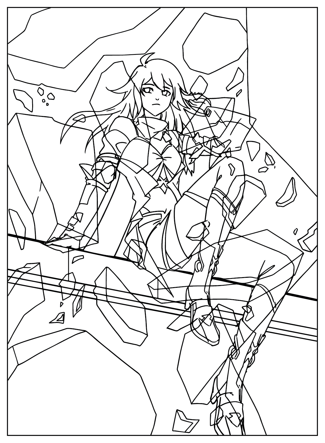 Coloring Page Seele Free from Honkai: Star Rail