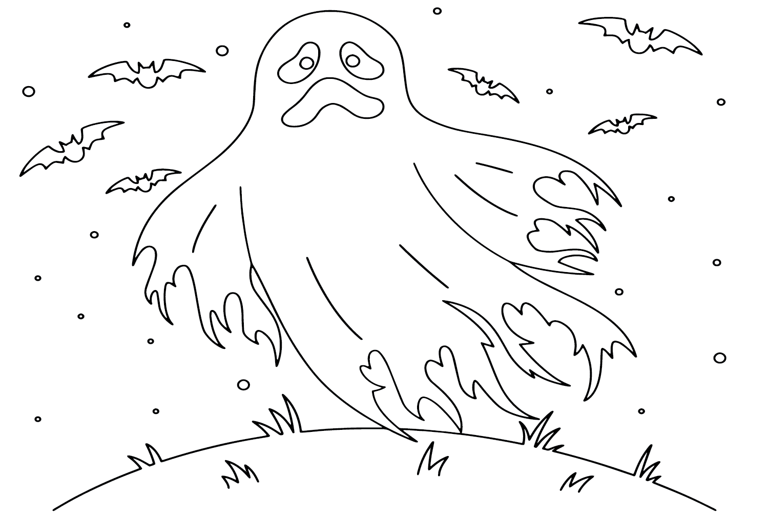 Coloring Page of a Ghost from Spooktacular Halloween