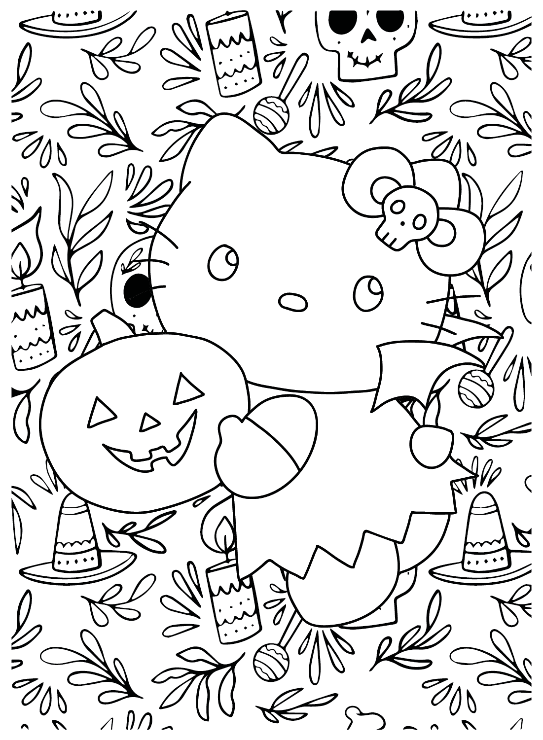 Coloring Pages of Hello Kitty Halloween