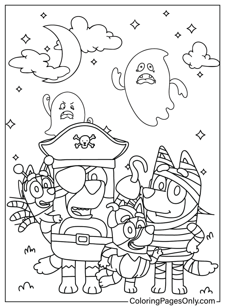 19 Free Printable Bluey Halloween Coloring Pages