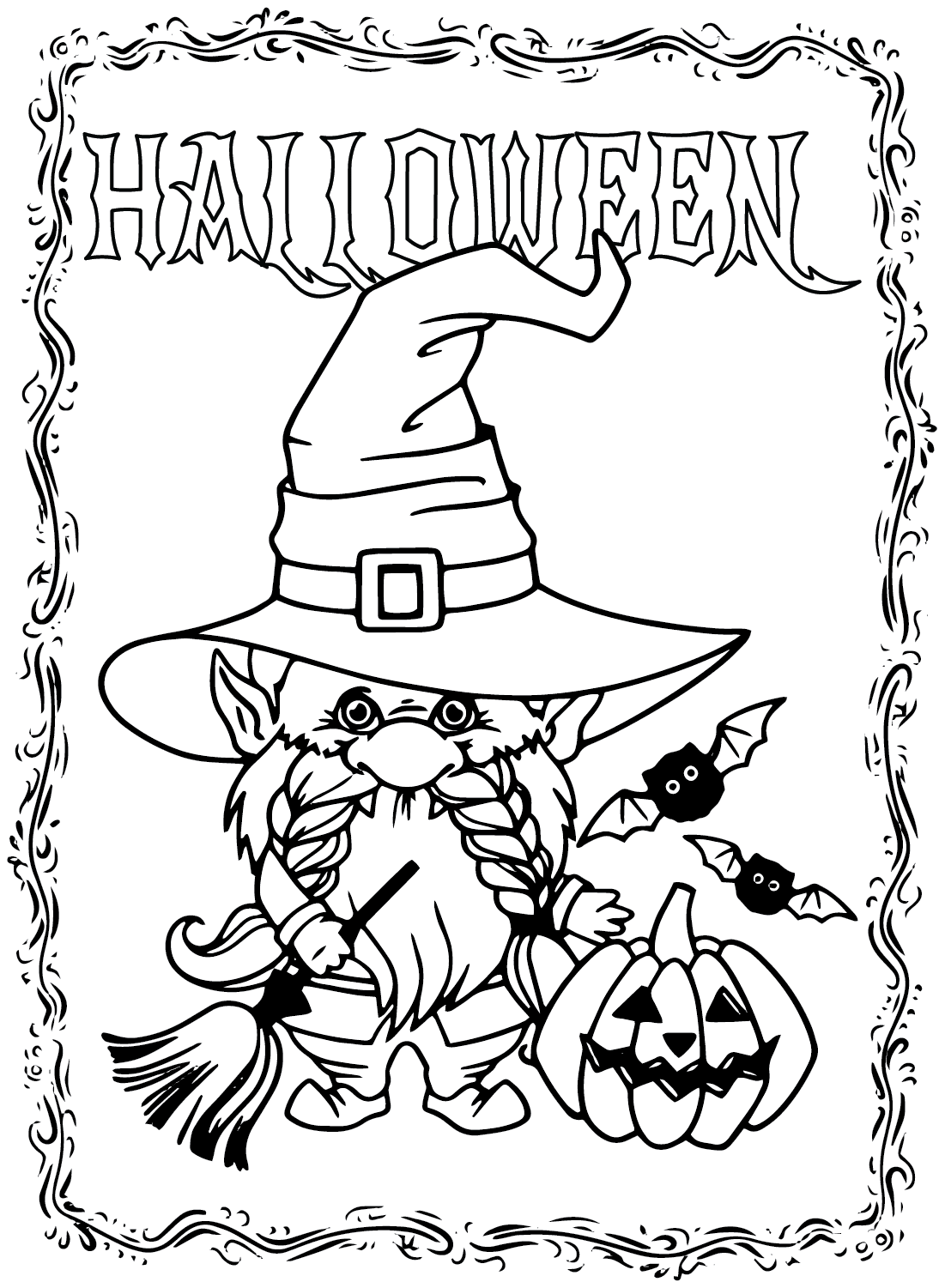 Hoja para colorear Tarjetas de Halloween de Tarjetas de Halloween